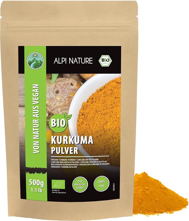 Sachet de curcuma bio en poudre Alpi Nature, 500 g