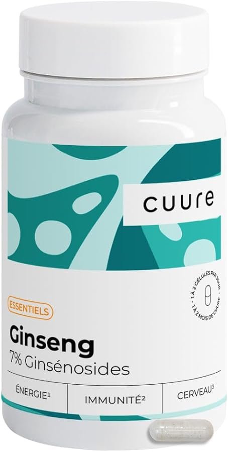 Flacon de ginseng Cuure, extrait Ginselect titr&eacute; &agrave; 7 % de gins&eacute;nosides