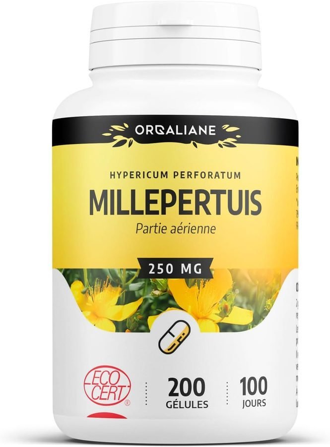 Flacon de millepertuis bio 250 mg, 200 gélules