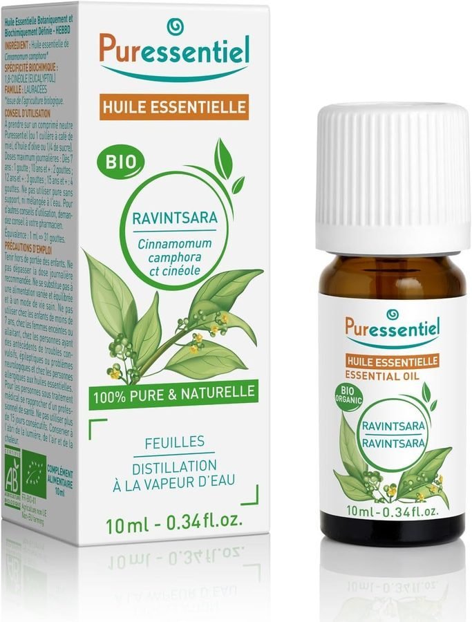 Flacon d&rsquo;huile essentielle de ravintsara bio Puressentiel, 10 ml