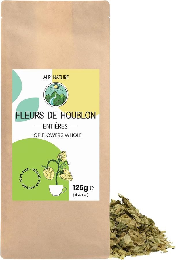 Sachet de fleurs de houblon enti&egrave;res Alpi Nature, 125 g
