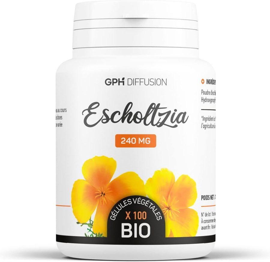 Flacon d&rsquo;escholtzia bio 240 mg, 100 g&eacute;lules